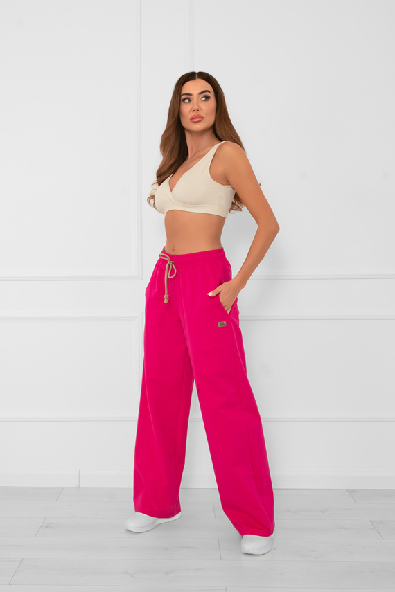 Pantalones largos de mujer Caro fucsia - pantalones elegantes y con estilo en un color de moda