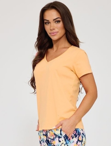 Cornette 875/357 Violetta 2 naranja Pijama de algodón para mujer 7/8 con flores