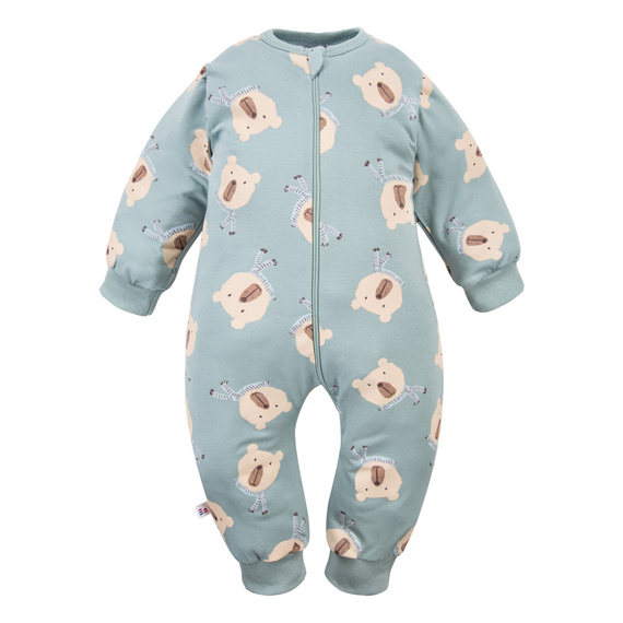 Pijama infantil Beary Cool Eevi - salvia, algodón, sin pies, cremallera