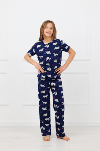 Pijama niña Mimi Italian Fashion 100% algodón – manga corta, pantalón largo