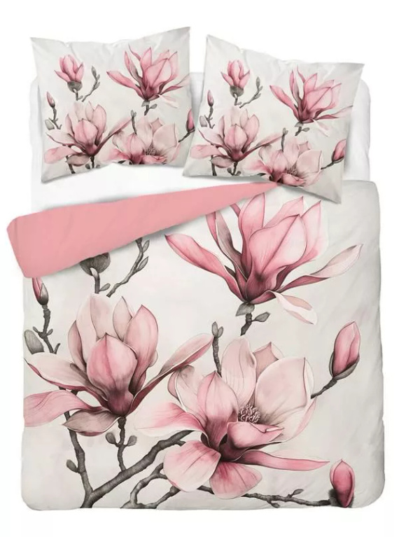 5433 Una ropa de cama de microfibra 3D con flores de magnolia en polvo - Detexpol