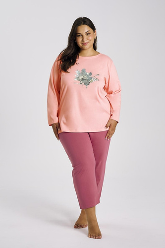 Pijama de mujer Patricia 3471 TARO - algodón, manga 7/8, albaricoque y cómodo