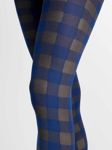 Fiore G6139 Indigo Medias de mujer azules 40 DEN con estampado a cuadros