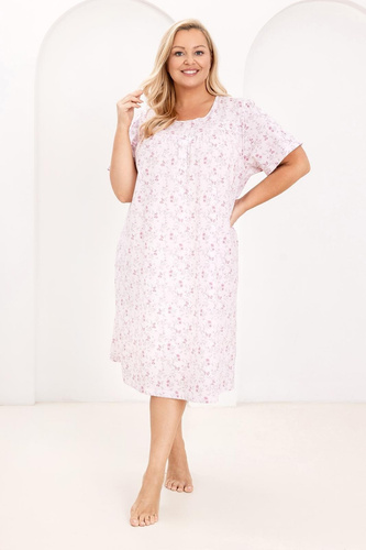 Camisón de señora 018 Regina pink- 100% Algodón de primera calidad, Botones, Cuello arrugado, Dormir confortable cada noche