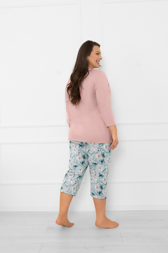 Pijama de señora Sekwoja - algodón, manga 3/4 y pantalón, con botones Moda Italiana