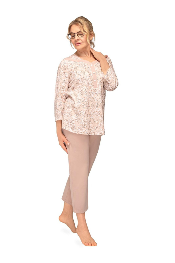Pijama Lucyna II 271 Martel algodón hojas manga 3/4 7/8