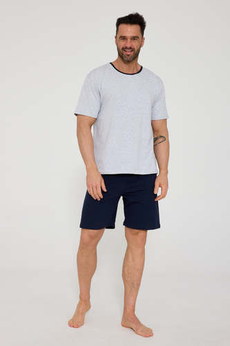 Cornette 338/53 pijama hombre gris algodón manga corta cómodo