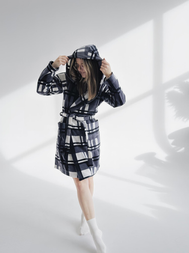 031 Manta albornoz De Lafense - cálido albornoz de vellón para mujer Super Cozy, gris