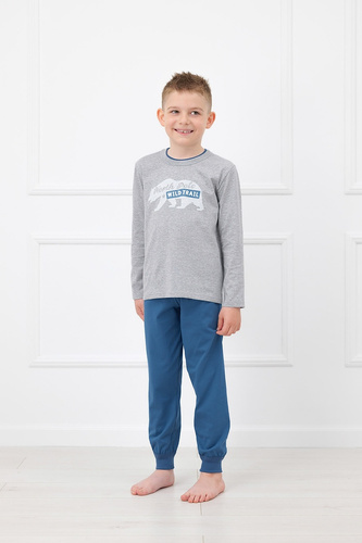 Pijama infantil masculina Italian Fashion Kasim 100% algodón manga larga - melange