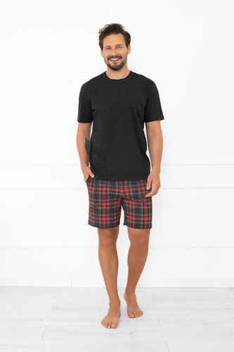 Rusoli pijama de los hombres Moda italiana melange oscuro - algodón a cuadros corto cómodo