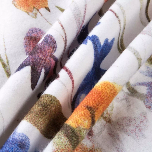 31512/1 Juego de cama de franela Flanelove Darymex blanco flores de colores, 100% algodón, cálido y suave