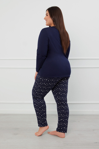 Arugia Pijama señora manga larga, pantalón largo Moda Italiana - azul marino/estampado