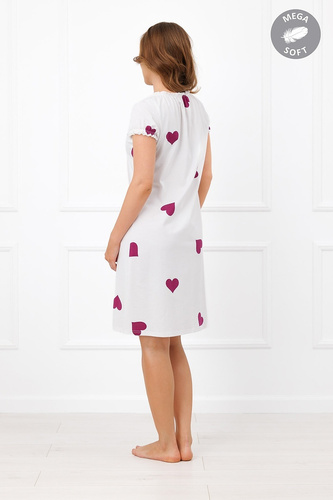 Italian Fashion Soul Camisón de lactancia Mega Soft ecru con corazones manga corta