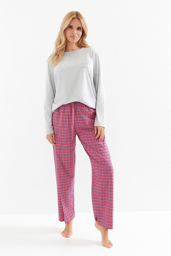 Taro Madlen 3512 pijama de mujer - algodón, manga larga, pantalón a cuadros