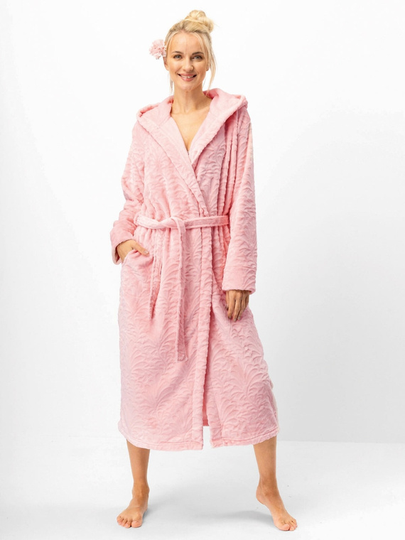 Albornoz de señora Key LGL 565 rosa- suave y elegante Velvet Super Soft