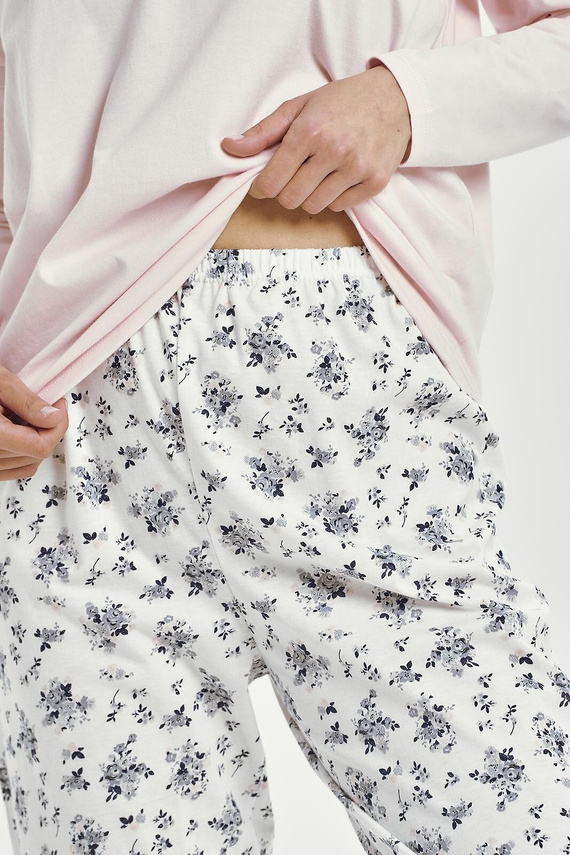 Ella 3450 Taro pijama de las mujeres de algodón rosa de manga larga cómodo