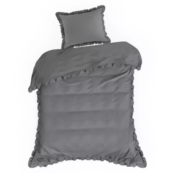 Ropa de cama de algodón con volante Eurofirany 100% algodón con cremallera color acero