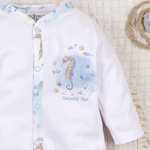 ABN-5451 Sea Of Joy Pelele Nini blanco - algodón orgánico, cierre con automáticos