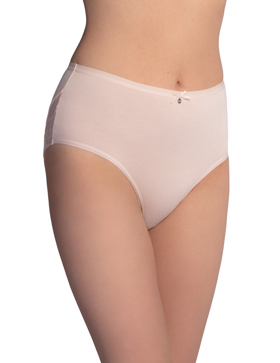 Braguitas midi salmón-moca LAMA L-VIS 1602 MD altas de viscosa con encaje 2-pack