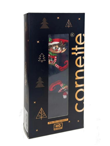 Cornette Gift 914/07 conjunto masculino navideño bóxers y calcetines azul marino