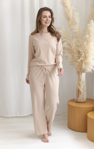 Pijama de mujer Taro Sora 3641 beige 100% algodón acanalado