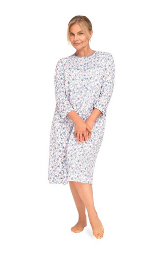 204 Bogna II Camisón de mujer Martel 30 azul-rosa - algodón, manga larga, desabrochado