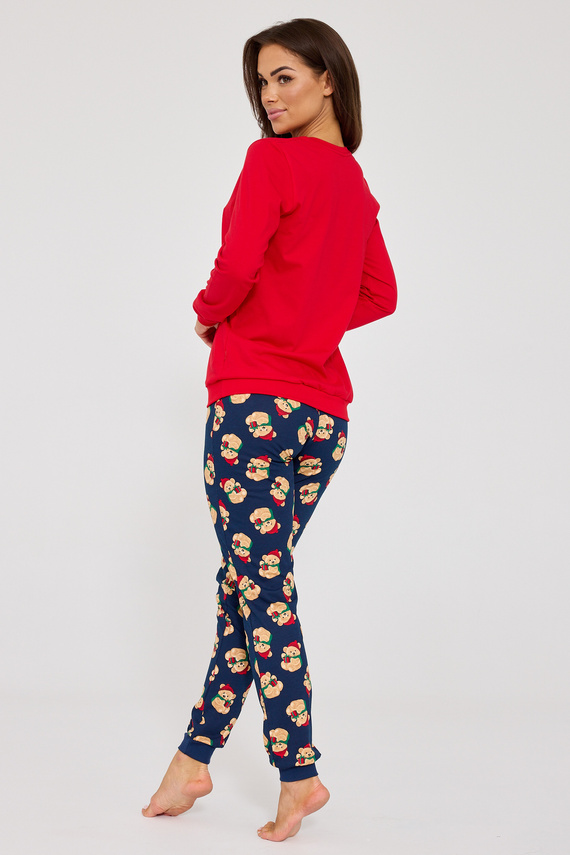 671/422 Pijama de mujer Teddy Cornette - Navidad, rojo, algodón, manga larga
