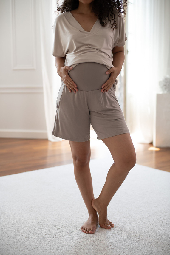 Milk & Love Moon pantalones cortos de embarazo para pijama de bambú beige