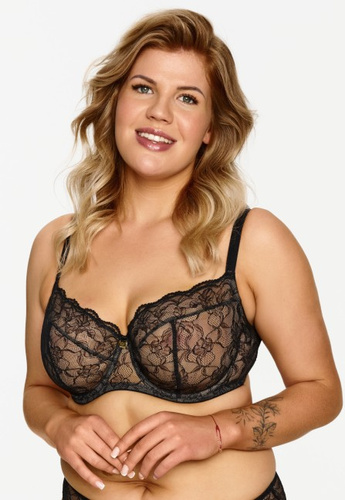 2607 Sujetador Lupoline negro de encaje suave para un busto más voluminoso