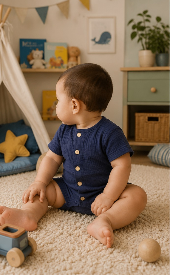 RA55205 Mamatti Pelele de Muselina con Botones de Madera para Verano