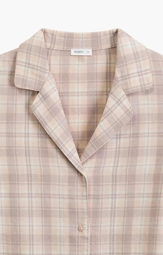 NLP-505 Pijama de mujer Franela lavanda atlántica, desabrochado, cuadros, algodón