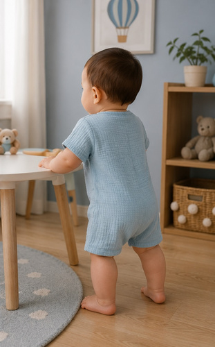 RA55208 Mamatti Pelele de Muselina con Botones de Madera para Verano