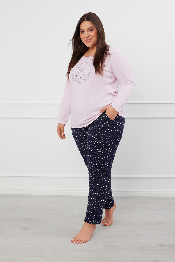 Arugia Pijama señora manga larga, pantalón largo Moda Italiana - rosa/estampado