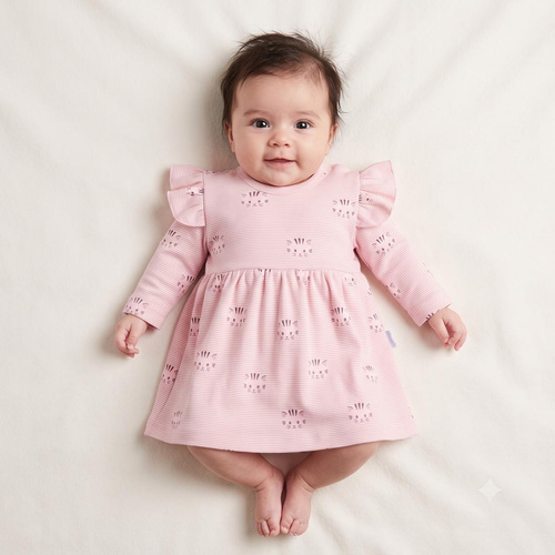 Vestido-body Nicol Tosia 225159 100% algodón Gatos rosas Manga larga