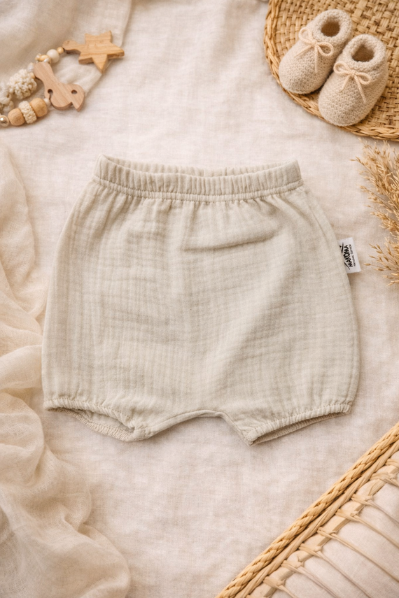 Baby blossoms Just Muslin 40235BE Makoma muselina beige 100% algodón, sobre banda elástica