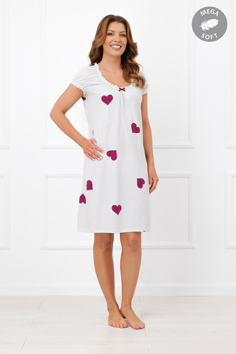 Italian Fashion Soul Camisón de lactancia Mega Soft ecru con corazones manga corta