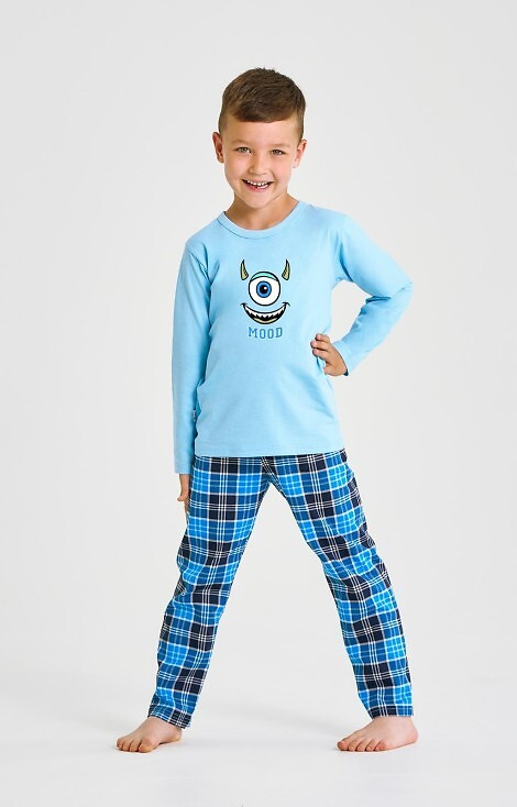 3499, 3500 Joel Taro pijama de niño azul - algodón, estampado, pantalón a cuadros
