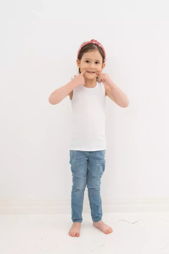 Camiseta Tosia para niña, hombro ancho Moda Italiana- blanco