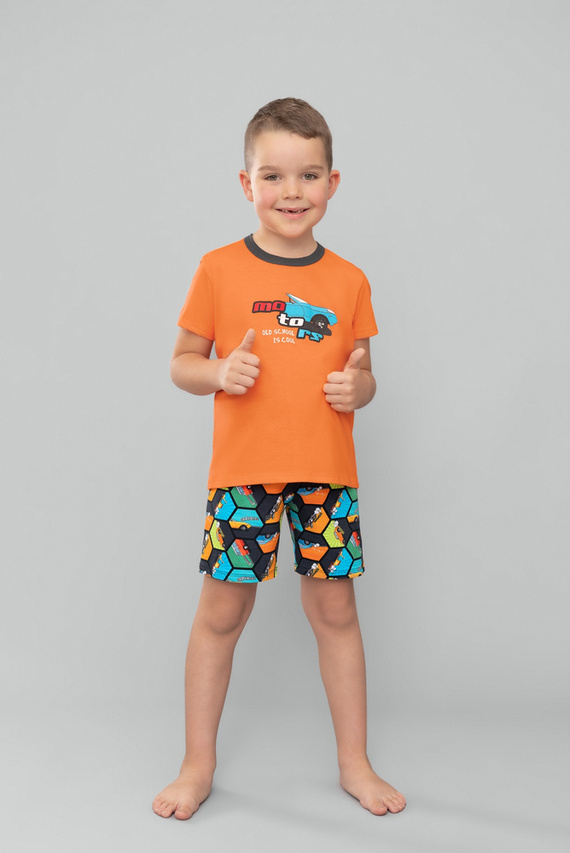 Comics Pijama de manga corta para niño, pantalón Italian Fashion - naranja/estampado