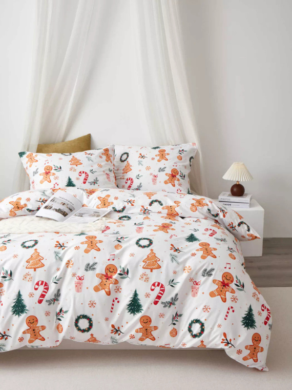 Ropa de cama de Navidad de microsatina blanca I25 Spod Igły i Nitki - suave, lisa y duradera