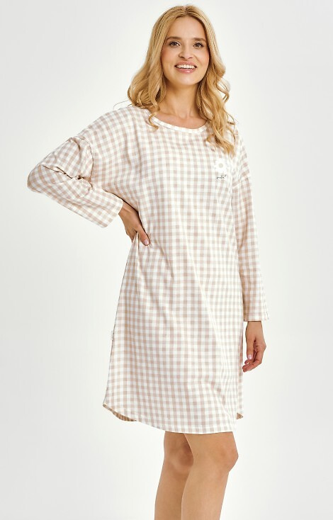 3437 Vera Taro camisa de mujer - 100% algodón, cuadros, manga larga