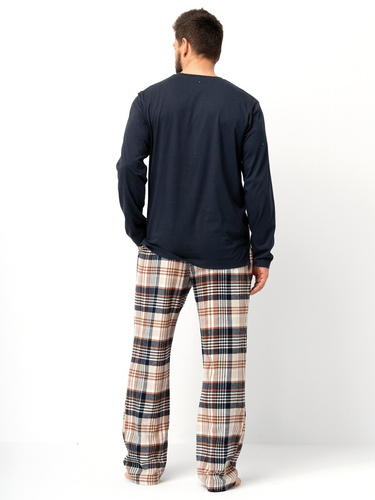 MNS 444 Pijama de hombre Key negro - algodón, manga larga y pantalón liso