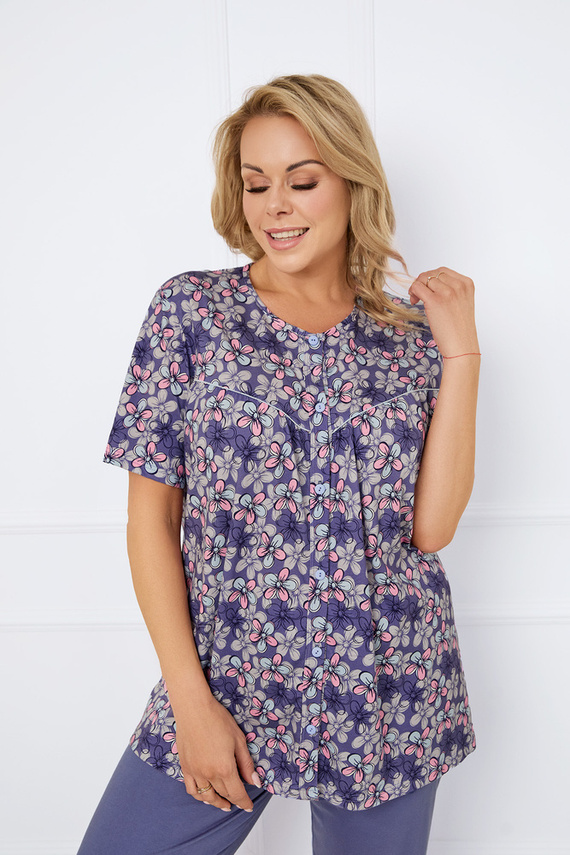 Bonaria Pijama señora manga corta, pantalón 3/4 Moda Italiana - estampado/jeans