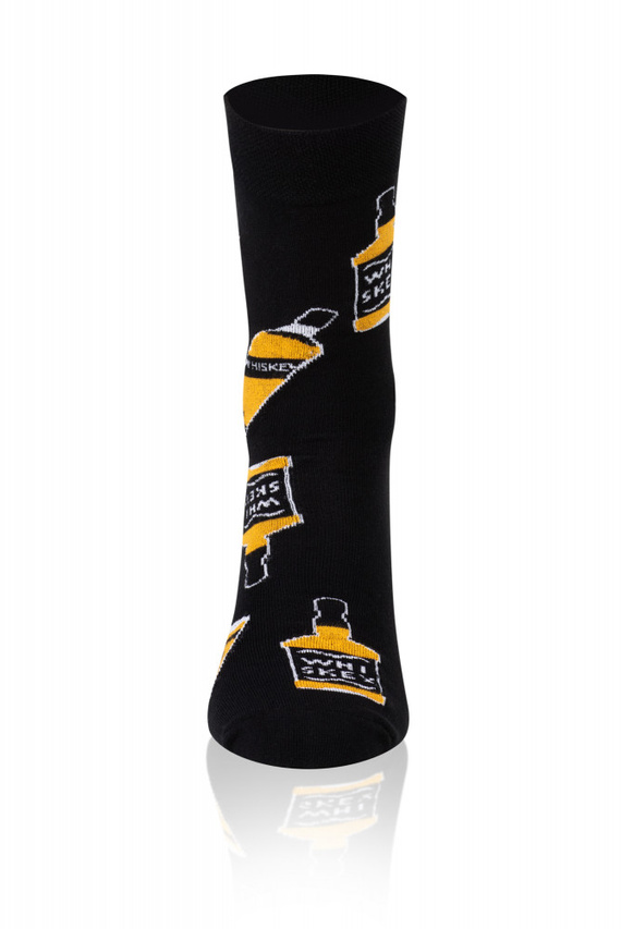 S121D Whiskey Calcetines Largos Moda Italiana - negro/amarillo