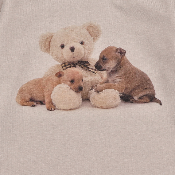 KAR-3005 Blusa de manga larga para niña Lagarto Verde beige - elegante, algodón, producción polaca