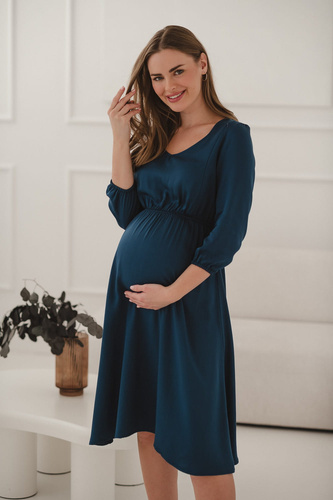 Vestido Lovely Vestido midi de maternidad y lactancia Milk&Love- azul marino, 100% viscosa, manga 3/4 | Style & Comfort