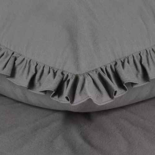 Ropa de cama de algodón con volante Eurofirany 100% algodón con cremallera color acero