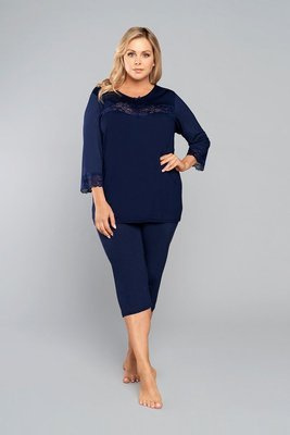 Izyda Pijama 3/4 mangas, 3/4 pantalones Moda Italiana - azul marino
