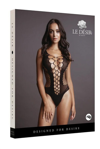 Body DES019 Le Désir negro con aberturas y escote S-L, XL-4XL