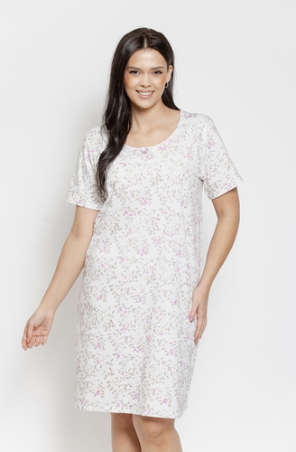 Camisón de mujer Mariella Taro 3564 beige - algodón, estampado floral, comodidad para dormir